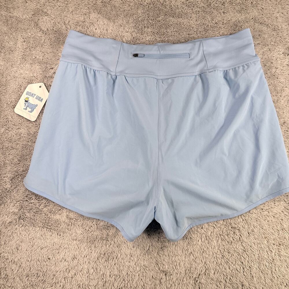 Goat USA Women's Woven Shorts Back Zip Pocket Performance Casual Blue Sz Large - Picture 2 of 8